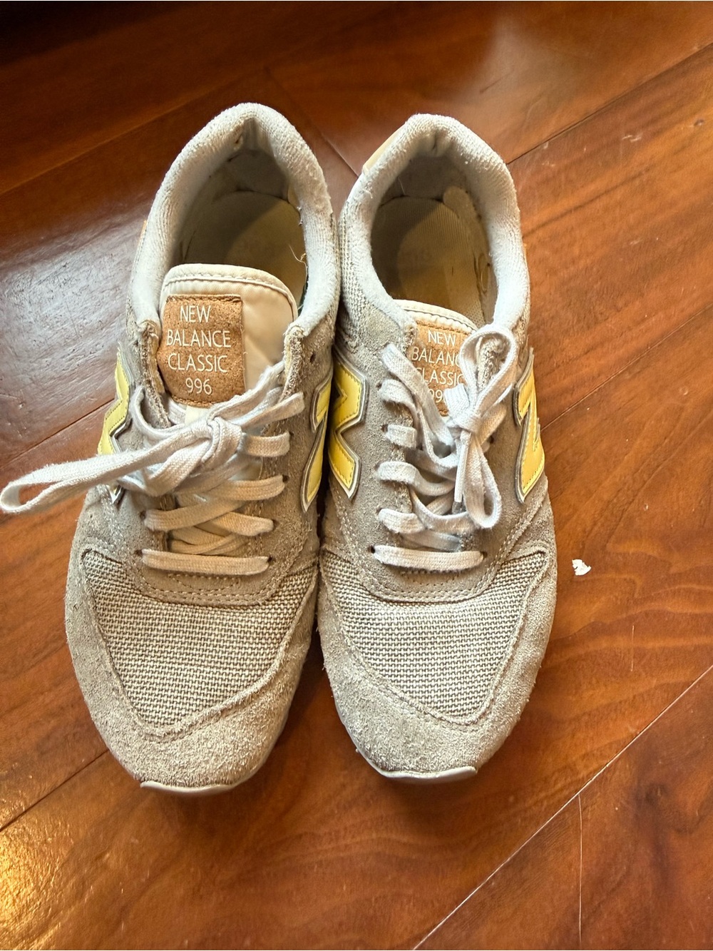 New Balance Men’s Athletic Sneakers in Beige with Yellow Details